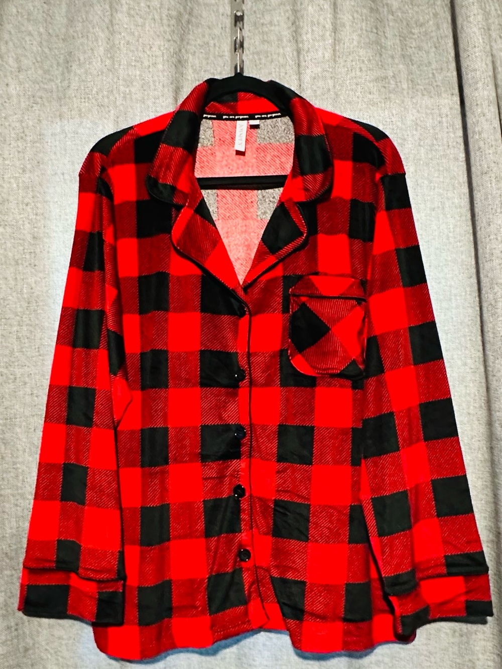 NWOT Ultrasoft Red Black Buffalo Plaid Button Front Flannel Pajama Top